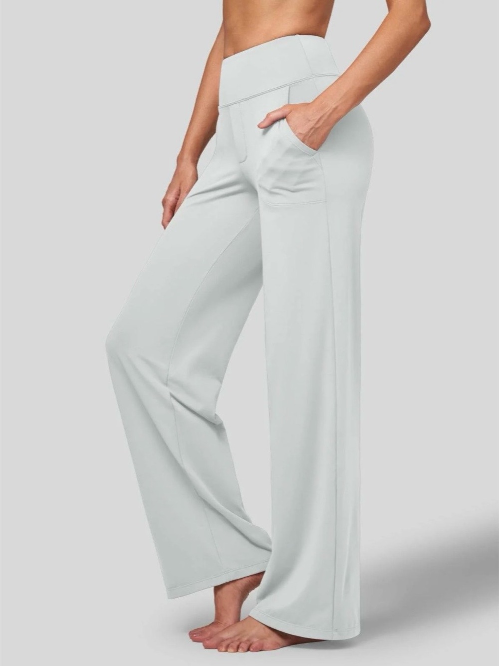 Wide Leg High-Rise Yoga Pants in Pale Gray PRICE FIRM!